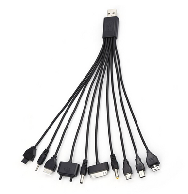 USB кабель з перехідниками 10 в 1, 0,2м, Black, ОЕМ Q500 YT-A10/1 фото