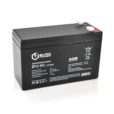 Акумуляторна батарея EUROPOWER AGM EP12-9F2 12 V 9Ah ( 150 x 65 x 95 (100) ) Black Q10 EP12-9F2 фото