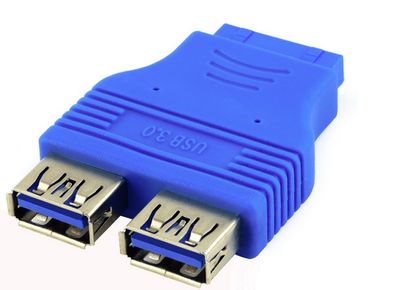 Переходник USB 3.0 для материнской платы, 20pin to 2 port USB 3.0, внутренний, Пакет YT-A-USB3.0=>2*20pin фото