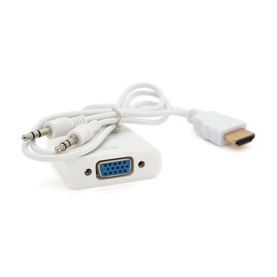 Конвертер HDMI (тато) на VGA (мама) 10cm, White, 4K / 2K, Пакет + AUDIO Q250 YT-C-HDMI(M)/VGA(F)+AUX-W фото