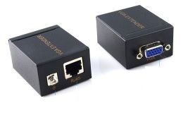 Пассивний подовжувач VGA сигналу до 60m по витій парі Cat5e / 6e, Black, BOX YT-PEC VGA-60m фото