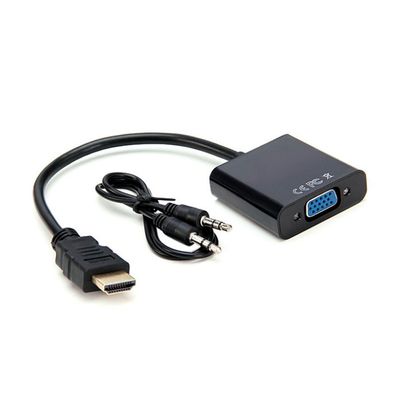 Конвертер HDMI (папа) на VGA(мама) 10cm, Black, 4K/2K, Пакет + AUDIO Q250 YT-C-HDMI(M)/VGA(F)+AUX-B фото