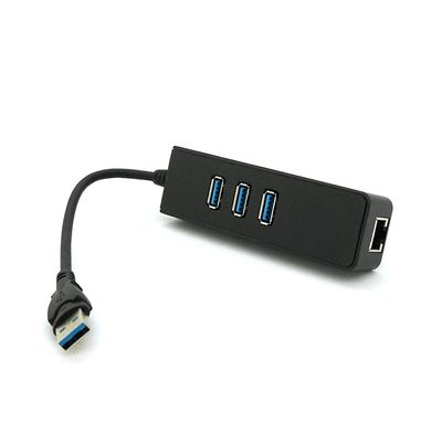 Хаб USB 3.0, 3 порти USB 3.0 + 1 порт Ethernet, Black, BOX YT-3H3+1 фото