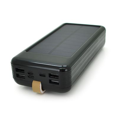Power bank KKD-6W 60000 mAh (КПД 60%) Solar, flashlight, Input: 5V/2.1A(MicroUSB, TypeC, Lightning), Output: 5V /2.1A(4xUSB), plastic, Black, BOX KKD-6W-B фото