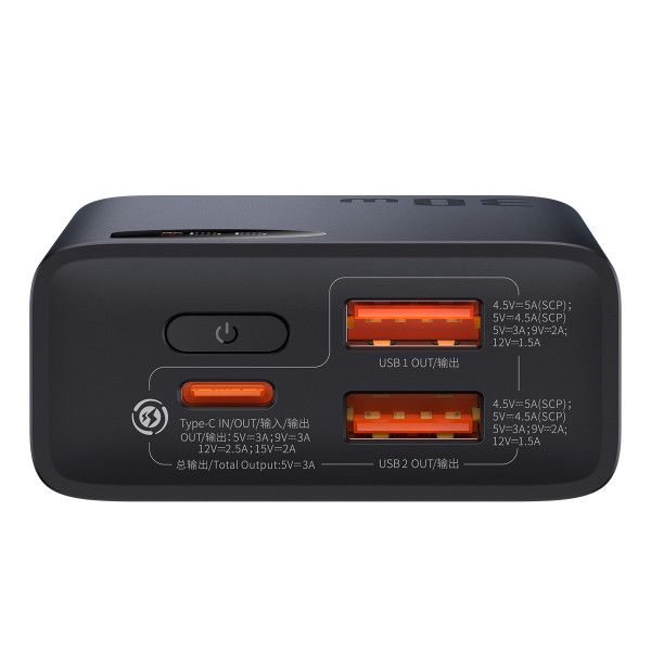 PowerBank Baseus Adaman2 Digital Display Fast Charge 10000mAh 30W, 2*USB+Type-C, PD3.0, QC3.0, Black, Q40 2309 фото