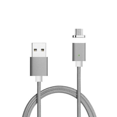 Магнитный кабель USB 2.0/Micro, 1m, 2А, индикатор заряда, тканевая оплетка, съемник, Gray, Blister YT-MCFB-M/Gr фото