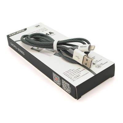 Кабель iKAKU KSC-723 GAOFEI smart charging cable for iphone, Black, длина 1м, 2.4A, BOX KSC-723-B-L фото