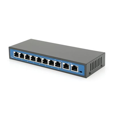 Комутатор POE 48V з 8 портами POE 100Мбит + 2 порт Ethernet (UP-Link) 100Мбит, корпус - метал, Black, БП в комплекті, Q18 JY-8+2BZDW фото