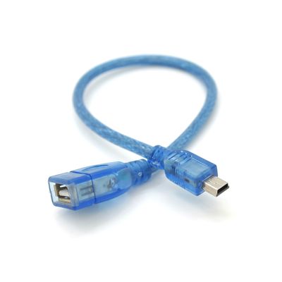Кабель USB 2.0 AF/Mini-B OTG, 0.3m, прозорий синій YT-C/AF-0.3MnBl фото