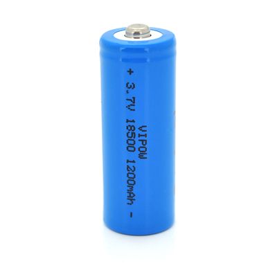 Аккумулятор 18500 Li-Ion Vipow ICR18500 TipTop, 1200mAh, 3.7V, Blue Q50/500 ICR18500-1200mAhTT фото