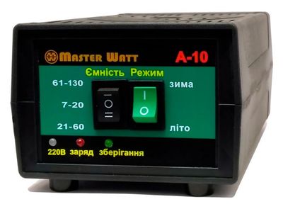 Автоматическое ЗУ для аккумулятора MW-AZU12-10A 12V (7-130Ah) (MF,WET,AGM,CA/CA), 160-245V, Мах ток заряда 10А, напряжение заряда 14,7;15,4V MW-AZU12-A10 фото