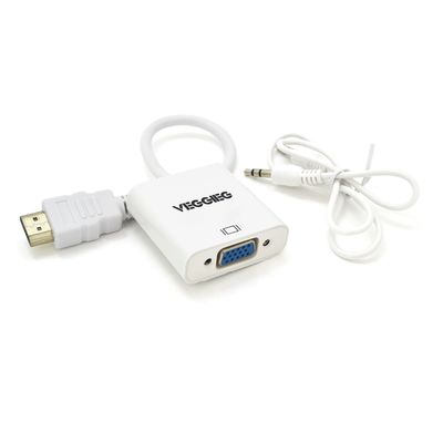 Конвертер VEGGIEG H-V1B HDMI (тато) на VGA (мама) + Audio, 25cm, White, Пакет YT-C-H-V2W фото