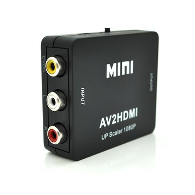 Конвертер Mini, AV to HDMI, ВХІД 3RCA(мама) на ВИХІД HDMI(мама), 720P/1080P, Black, BOX YT-CM-AV/HDMI/B фото