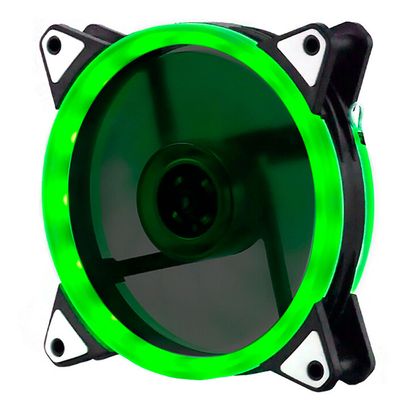 Кулер корпусний 12025 DC sleeve fan 3pin + 4pin - 120 * 120 * 25мм, 12V, 1100об / хв, Green, двосторонній SRHX-15LED-Green фото