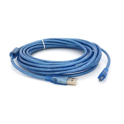 Кабель USB 2.0 (AM/Miсro 5 pin) 5м, прозрачный синий, Пакет YT-AM/Mc-5B фото