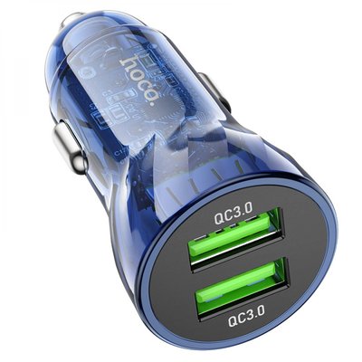 Автомобільний Зарядний Пристрій Hoco Z47 Transparent QC3.0 18W Колір Прозорий синій 29441_2245295 фото