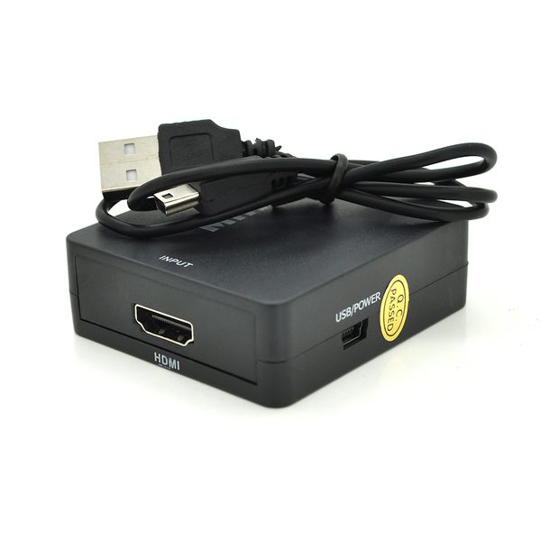 Конвертер Mini, AV to HDMI, ВХІД 3RCA(мама) на ВИХІД HDMI(мама), 720P/1080P, Black, BOX YT-CM-AV/HDMI/B фото