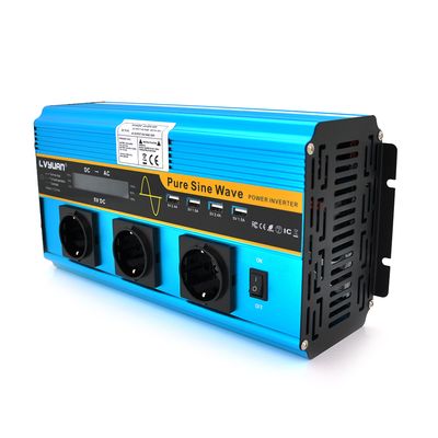 Інвертор напруги LY5000W (DC:2500W), 12/230V з правильною синусоїдою, 3 Shuko, 4*USB (DC:5V/2A), клеми+ дроти, remote control, BOX LY5000W фото