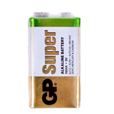 Батарейка щелочная GP SUPER ALKALINE 1604AEB-5S1, 9V, крона, 6LF22 10 (100шт.) х10(10шт.) х1 в вакуумной упаковке цена за 1шт 1604AEB-5S фото