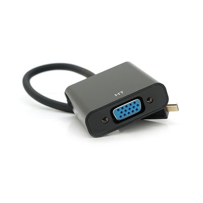 Конвертер micro HDMI (тато) на VGA (мама) 30cm, Black, 4K / 2K, Пакет YT-C-mcHDMI(M)/VGA(F)-B фото