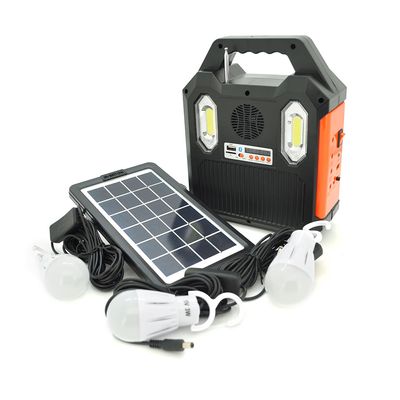 Переносной фонарь RT903BT+Solar, 1 режим+ сигнал SOS, Радио+ Bluetooth колонка, встроенный аккум, 3 лампочки 3W, Black/Orange RT903BT+ фото