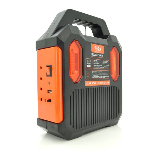 Переносний ліхтар RT903BT+Solar, 1 режим+ сигнал SOS, Радіо+ Bluetooth колонка, вбудований аккум, 3 лампочки 3W, Black/Orange RT903BT+ фото