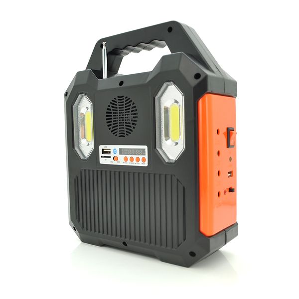 Переносний ліхтар RT903BT+Solar, 1 режим+ сигнал SOS, Радіо+ Bluetooth колонка, вбудований аккум, 3 лампочки 3W, Black/Orange RT903BT+ фото