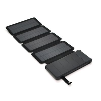 Power bank 12000 mAh Solar, (5V/200mA), 2xUSB, 5V/1A/2.1A, USB  microUSB, ударо защищеный прорезиненный корпус, Black, Corton BOX 1705-4 фото