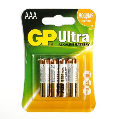 Батарейка GP Ultra 24AU-2UE4 щелочная AAA, 4 шт в блистере, цена за блистер 24AU-2UE4 фото