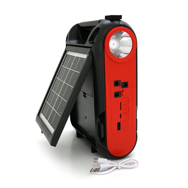 Ліхтар переносний JY-108+Solar+FM+TF, 50 SMD LED+1 COB, 2 лампи дод. освітлення, 2 режими, заряд від 5V, батарея 3*18650, Box JY-108+S фото