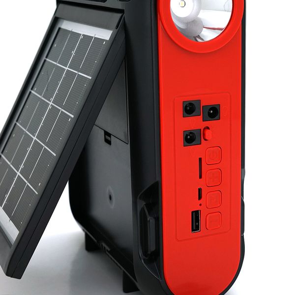 Ліхтар переносний JY-108+Solar+FM+TF, 50 SMD LED+1 COB, 2 лампи дод. освітлення, 2 режими, заряд від 5V, батарея 3*18650, Box JY-108+S фото