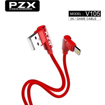 Кабель PZX V-105, Quick Charge3.0 Iphone7/8/X Cable, 3.0A, Red, длина 1м, угловой, BOX YT-PZX/V-105-L/R фото