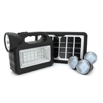 Переносний ліхтар GD-101+ Solar, 1+1 режим, вбудований акум, 3 лампочки 3W, USB вихід, Black, Box GD-101 фото
