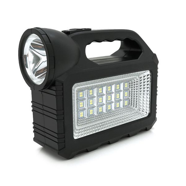 Переносний ліхтар GD-101+ Solar, 1+1 режим, вбудований акум, 3 лампочки 3W, USB вихід, Black, Box GD-101 фото