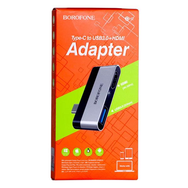 Перехідник Borofone DH2 Type-C to HDMI+USB3.0 adapter ЦУ-00032901 фото