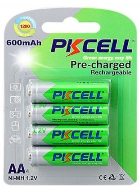 Аккумулятор PKCELL 1.2V AA 600mAh NiMH Already Charged, 4 штуки в блистере цена за блистер, Q12 PC/AA600-4BA фото