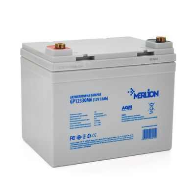 Акумуляторна батарея MERLION AGM GP12330M6 12 V 33 Ah ( 195 x 130 x 155 (165) ) White Q1 GP12330M6 фото