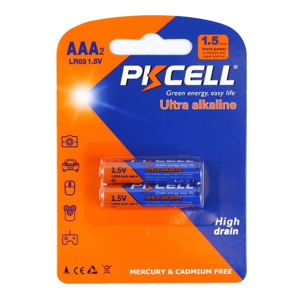 Батарейка щелочная PKCELL 1.5V AAA/LR03, 2 штуки в блистере (PC/LR03-2B) ЦУ-00041792 фото