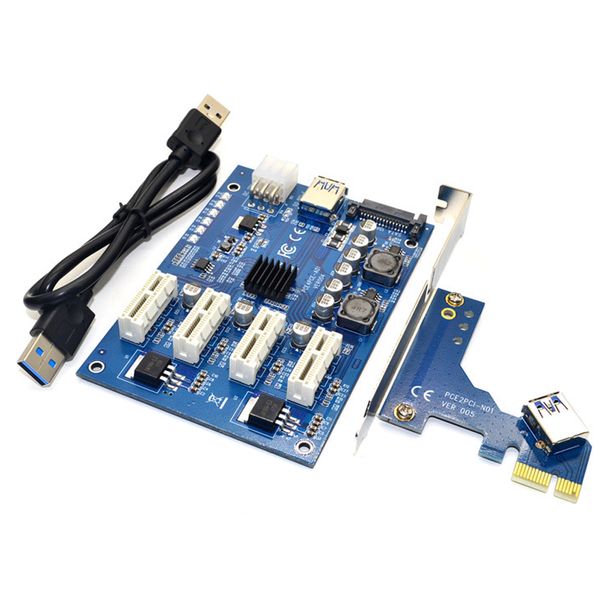 Cпліттер-розгалужувач-хаб PCI-e x 1 на 3 порту х 1, BOX n/n фото