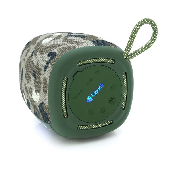 Колонка Kisonli Q17 Bluetooth 5.3, 1х8W, 1800mAh, USB/TF/TWS/FM/BT/LED, DC: 5V/1A, BOX, Camouflage, Q45 Q17C фото