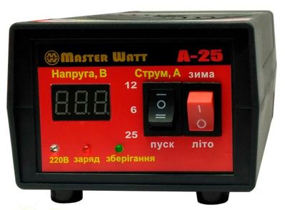 Автоматическое ЗУ для аккумулятора MW-AZU12-25A 12V (30-300Ah) (MF,WET,AGM,GEL,CA/CA), 160-240V, Мах ток заряда 25А, напряжение заряда 14,7;15,4V MW-AZU12-A25 фото