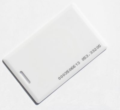 Безконтактна картка ID Em-Marine 125 КГц (TK4100), товщина 1,6 мм. (ДЛЯ ПЕРЕЗАПИСУ) колір білий. З прорізом TK4100NON16 фото