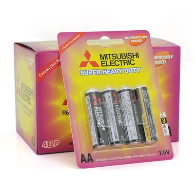 Батарейка Super Heavy Duty MITSUBISHI 1.5V AA/R6PU, 4pcs/card, 48pcs/inner box, 576pcs/ctn MS/R6PU/4BP фото