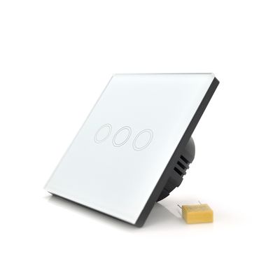 Сенсорный выключатель AOYAN, трехканальный, White, 86х86х35мм AY-EU-D603 фото
