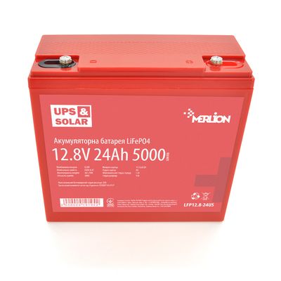Літій-залізо-фосфатний акумулятор Merlion LiFePO4 12.8V 24AH (4S4P/BMS-30A), (166x175x125) for UPS, до 5000 циклів LFP12.8-24US фото