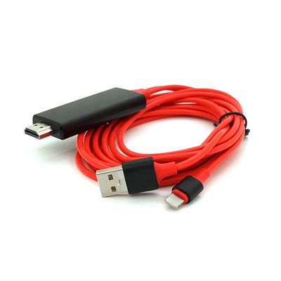 Конвертер MHL Lighting (папа) + USB (папа) => HDMI(папа) 1.8м, Red, 4K/2K, BOX OT-7575S фото