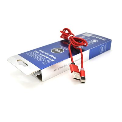 Магнітний кабель PiPo USB 2.0 / Micro, 1m, 2А, тканинна оплетка, броньований, знімач, Red, BOX 18164 фото