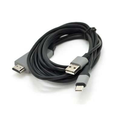 Конвертер MHL MHL Type-C (тато) + USB (тато) => HDMI(тато) 2.0м, Black, 4K/2K, BOX YT-CMTCVH-2.0m фото