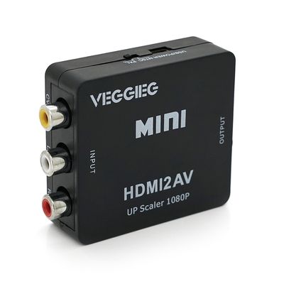Конвертер VEGGIEG HV-01 Mini, HDMI to AV, ВХІД 3RCA(мама) на ВИХІД HDMI(мама), Black, Box YT-C-HV-01 фото