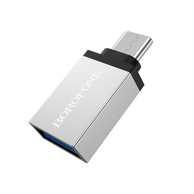 Перехідник BOROFONE BV3 USB3.0(AF) OTG => Type-C(M), Silver, Blister BOROFONE BV3 фото